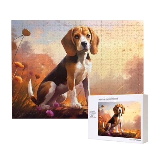 Nerdy Beagle-Puzzles für Erwachsene, 500 Teile, Holzpuzzle für Familie, Freunde, Heimdekoration, Wandkunst, 50 x 38 cm von WapNo