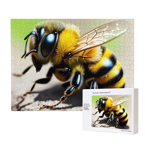 Niedliche kleine Bienen-Puzzles für Erwachsene, 500 Teile, Holzpuzzle für Familie, Freunde, Heimdekoration, Wandkunst, 20,4 x 38,1 cm von WapNo