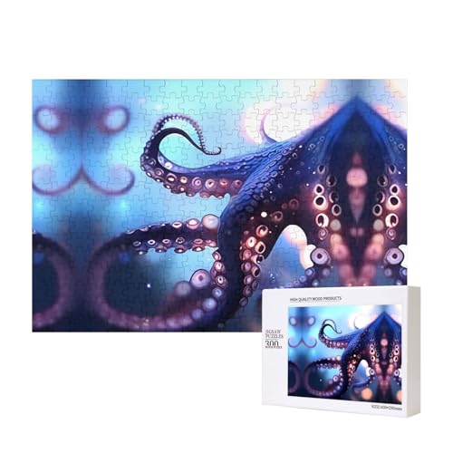 Octopuses Puzzles für Erwachsene, 300 Teile, Holzpuzzle für Familie, Freunde, Heimdekoration, Wandkunst, 39 x 27 cm von WapNo