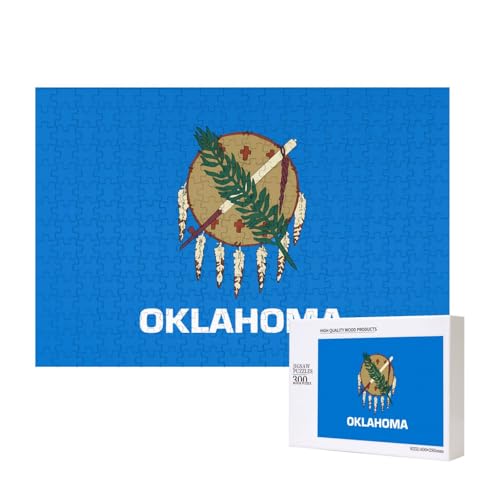 Oklahoma Puzzle mit Staatsflagge für Erwachsene, 300 Teile, Holzpuzzle für Familie, Freunde, Heimdekoration, Wandkunst, 15,7 x 27,9 cm von WapNo