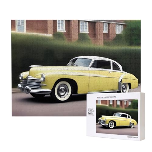 Oldtimer-Puzzles für Erwachsene, 500 Teile, Holzpuzzle für Familie, Freunde, Heimdekoration, Wandkunst, 20,4 x 38,1 cm von WapNo