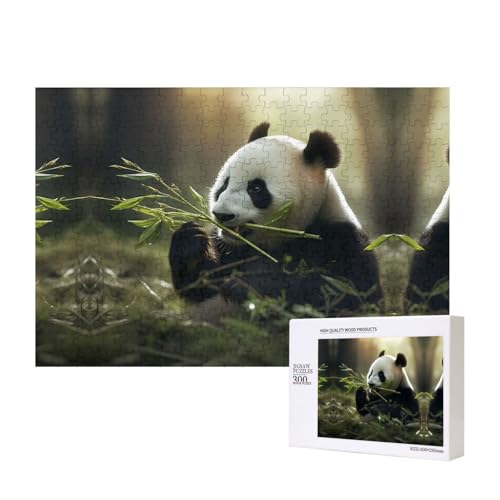 Panda-Puzzles für Erwachsene, 300 Teile, Holzpuzzle für Familie, Freunde, Heimdekoration, Wandkunst, 39 x 27 cm von WapNo