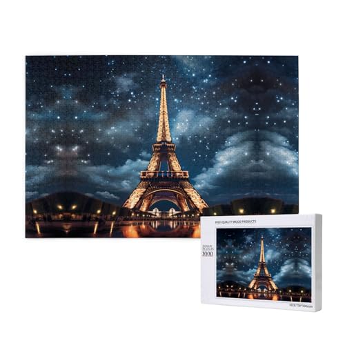 Paris Tower Puzzles für Erwachsene, 1000 Teile, Holzpuzzle für Familie, Freunde, Heimdekoration, Wandkunst, 75 x 50 cm von WapNo