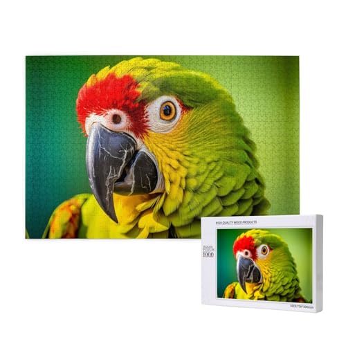 Parrot Bird Close-Up Puzzles für Erwachsene, 1000 Teile, Holzpuzzle für Familie, Freunde, Heimdekoration, Wandkunst, 75 x 50 cm von WapNo