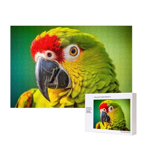 Parrot Bird Close-Up Puzzles für Erwachsene, 300 Teile, Holzpuzzle für Familie, Freunde, Heimdekoration, Wandkunst, 39,9 x 27,9 cm von WapNo