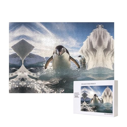 Pinguin-Schwimmpuzzles für Erwachsene, 300 Teile, Holzpuzzle für Familie, Freunde, Heimdekoration, Wandkunst, 39 x 27 cm von WapNo