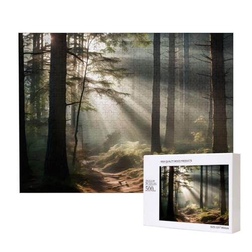 Puzzle "Light In The Forest" für Erwachsene, 500 Teile, Holzpuzzle für Familie, Freunde, Heimdekoration, Wandkunst, 50 x 38 cm von WapNo