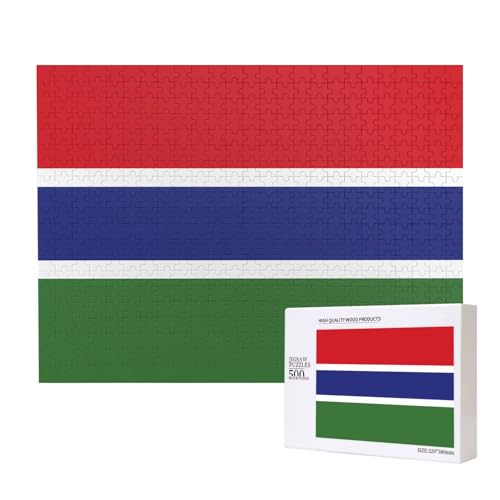 Puzzle mit Flagge der Gambia, für Erwachsene, 500 Teile, Holzpuzzle für Familie, Freunde, Heimdekoration, Wandkunst, 50 x 38 cm von WapNo