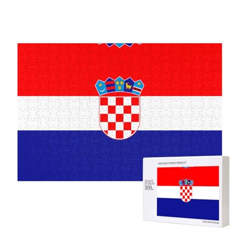 Puzzle mit Flagge der Republik Kroatien für Erwachsene, 300 Teile, Holzpuzzle für Familie, Freunde, Heimdekoration, Wandkunst, 15,7 x 27,9 cm von WapNo