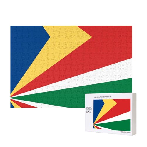 Puzzle mit Flagge der Seychellen für Erwachsene, 300 Teile, Holzpuzzle für Familie, Freunde, Heimdekoration, Wandkunst, 40 x 28 cm von WapNo