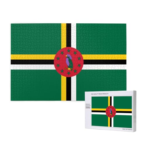 Puzzle mit Flagge des Commonwealth of Dominica für Erwachsene, 1000 Teile, Holzpuzzle für Familie, Freunde, Heimdekoration, Wandkunst, 75 x 50 cm von WapNo