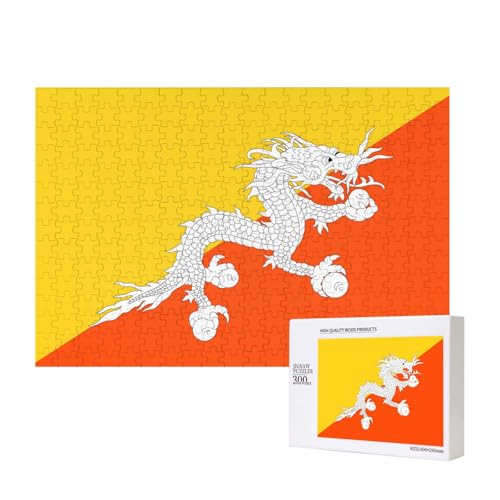 Puzzle mit Flagge des Königreichs Bhutan für Erwachsene, 300 Teile, Holzpuzzle für Familie, Freunde, Heimdekoration, Wandkunst, 40 x 27 cm von WapNo