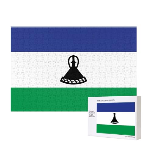 Puzzle mit Flagge von Lesotho für Erwachsene, 300 Teile, Holzpuzzle für Familie, Freunde, Heimdekoration, Wandkunst, 15,7 x 27,9 cm von WapNo