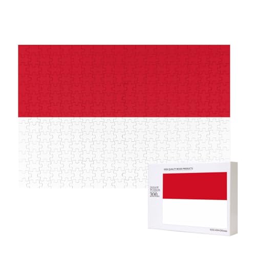 Puzzle mit Flagge von Monaco für Erwachsene, 300 Teile, Holzpuzzle für Familie, Freunde, Heimdekoration, Wandkunst, 15,7 x 27,9 cm von WapNo