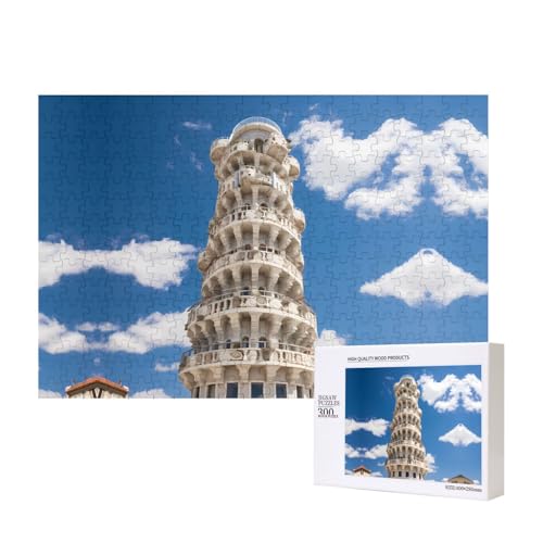 Puzzle mit Schiefer Turm von Pisa, für Erwachsene, 300 Teile, Holzpuzzle für Familie, Freunde, Heimdekoration, Wandkunst, 40 x 27 cm von WapNo