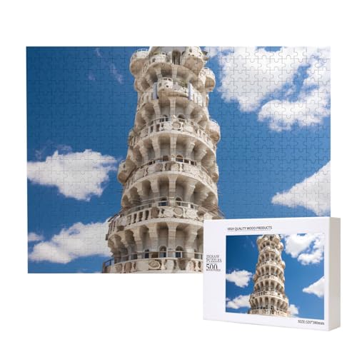 Puzzle mit Schiefer Turm von Pisa, für Erwachsene, 500 Teile, Holzpuzzle für Familie, Freunde, Heimdekoration, Wandkunst, 50 x 38 cm von WapNo