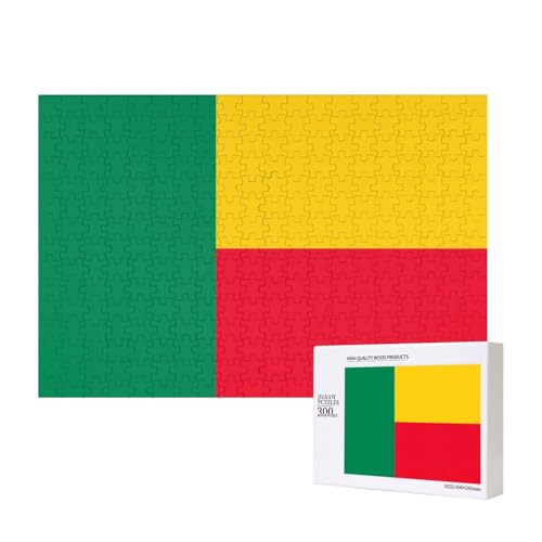 Puzzle mit der Flagge von Benin, für Erwachsene, 300 Teile, Holzpuzzle für Familie, Freunde, Heimdekoration, Wandkunst, 40 x 27 cm von WapNo