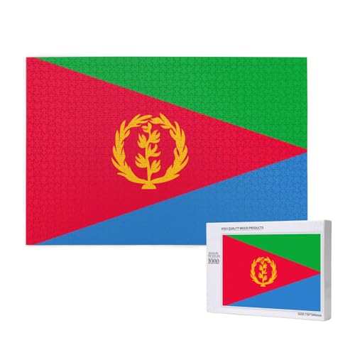 Puzzle mit eritreischer Flagge für Erwachsene, 1000 Teile, Holzpuzzle für Familie, Freunde, Heimdekoration, Wandkunst, 75 x 50 cm von WapNo