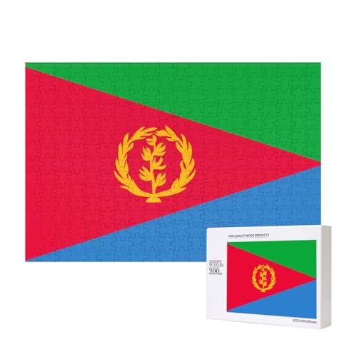 Puzzle mit eritreischer Flagge für Erwachsene, 300 Teile, Holzpuzzle für Familie, Freunde, Heimdekoration, Wandkunst, 40 x 28 cm von WapNo