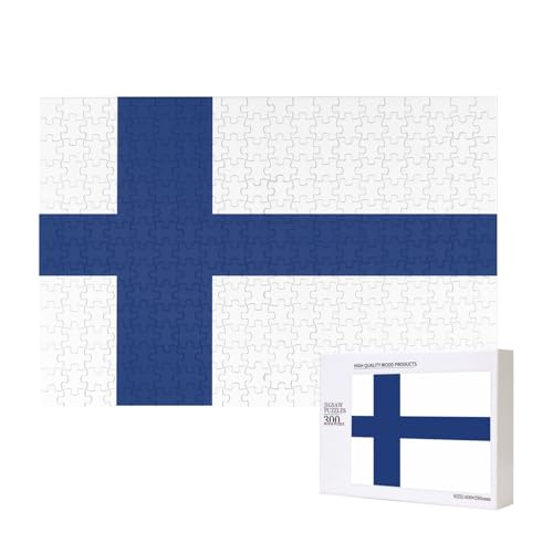 Puzzle mit finnischer Flagge für Erwachsene, 300 Teile, Holzpuzzle für Familie, Freunde, Heimdekoration, Wandkunst, 40 x 27 cm von WapNo