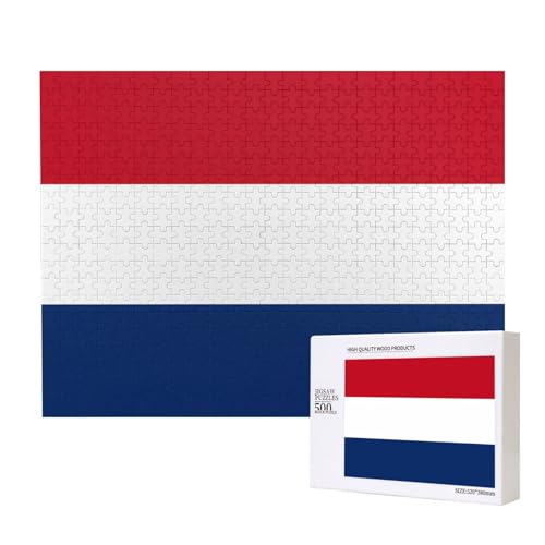 Puzzle mit niederländischer Flagge für Erwachsene, 500 Teile, Holzpuzzle für Familie, Freunde, Heimdekoration, Wandkunst, 50 x 38 cm von WapNo