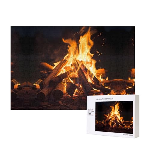 Puzzle mit offenem Feuer für Erwachsene, 300 Teile, Holzpuzzle für Familie, Freunde, Heimdekoration, Wandkunst, 40 x 27 cm von WapNo