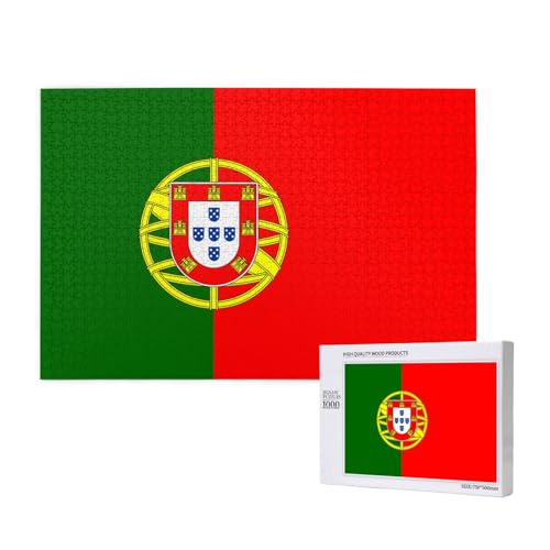 Puzzle mit portugiesischer Flagge für Erwachsene, 1000 Teile, Holzpuzzle für Familie, Freunde, Heimdekoration, Wandkunst, 29,5 x 50 cm von WapNo