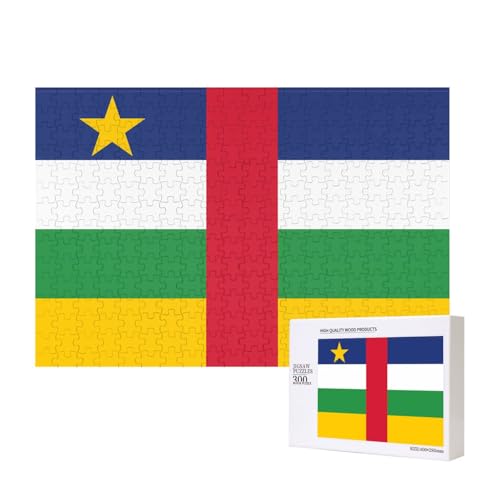 Puzzle mit zentralafrikanischer Flagge für Erwachsene, 300 Teile, Holzpuzzle für Familie, Freunde, Heimdekoration, Wandkunst, 300 x 28 cm von WapNo