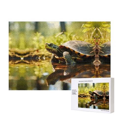 Schildkröten-Puzzles für Erwachsene, 300 Teile, Holzpuzzle für Familie, Freunde, Heimdekoration, Wandkunst, 39 x 27 cm von WapNo