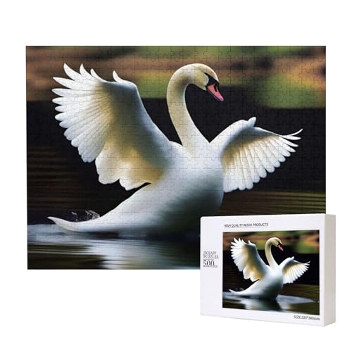 Schwan Tanzpuzzles für Erwachsene, 500 Teile, Holzpuzzle für Familie, Freunde, Heimdekoration, Wandkunst, 20,4 x 38,1 cm von WapNo