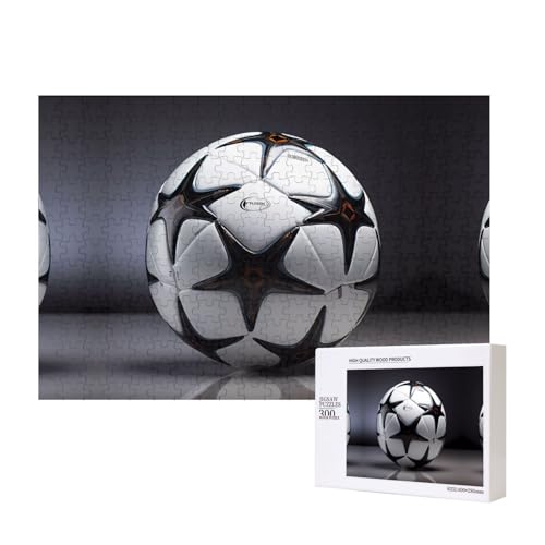 Schwarz-Weiß-Fußball-Puzzles für Erwachsene, 300 Teile, Holzpuzzle für Familie, Freunde, Heimdekoration, Wandkunst, 15,7 x 27,9 cm von WapNo