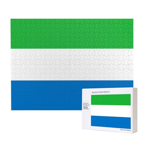 Sierra Leone Flaggenpuzzles für Erwachsene, 500 Teile, Holzpuzzle für Familie, Freunde, Heimdekoration, Wandkunst, 20,4 x 38,1 cm von WapNo