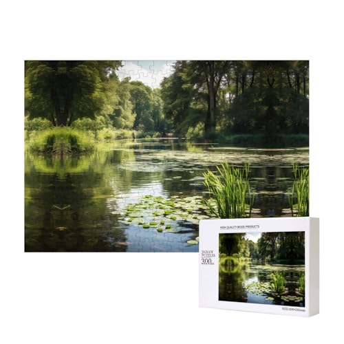 Sommerteich-Puzzles für Erwachsene, 300 Teile, Holzpuzzle für Familie, Freunde, Heimdekoration, Wandkunst, 40 x 27 cm von WapNo