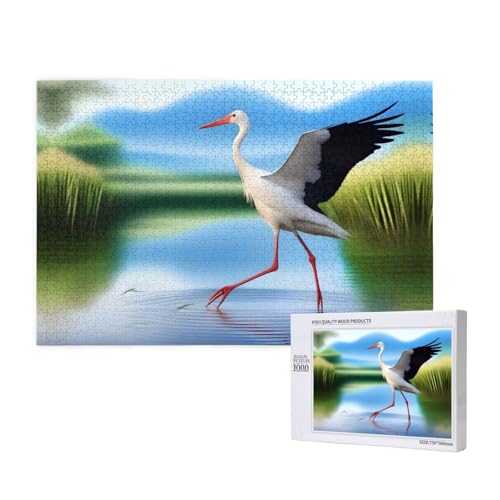 Storks in The Water Puzzles for Adult 1000 Pieces Wooden Jigsaw for Family Friend Home Decor Wall Art 29.5 X 50.0 cm von WapNo