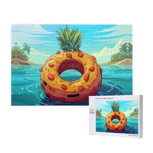 Summer Ananas-Frucht-Puzzles für Erwachsene, 1000 Teile, Holzpuzzle für Familie, Freunde, Heimdekoration, Wandkunst, 75 x 50 cm von WapNo