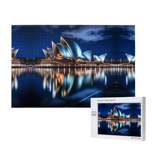 Sydney Opernhaus-Puzzles für Erwachsene, 1000 Teile, Holzpuzzle für Familie, Freunde, Heimdekoration, Wandkunst, 75 x 50 cm von WapNo