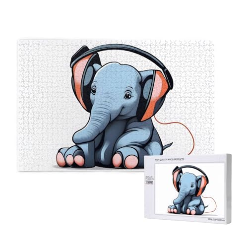 The Elephant in The Room Puzzles for Adult 1000 Pieces Wooden Jigsaw for Family Friend Home Decor Wall Art 29.5 X 50.0 cm von WapNo