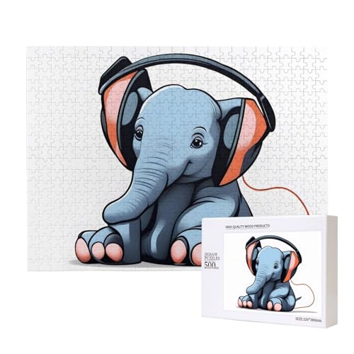 The Elephant in The Room Puzzles for Adult 500 Pieces Wooden Jigsaw for Family Friend Home Decor Wall Art 20.4 X 38.1 cm von WapNo