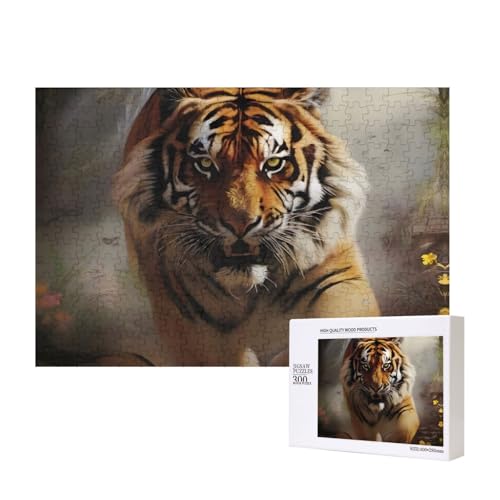 Tiger Laufpuzzle für Erwachsene, 300 Teile, Holzpuzzle für Familie, Freunde, Heimdekoration, Wandkunst, 15,7 x 27,9 cm von WapNo