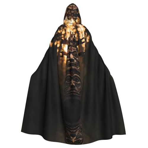 Tribal Totem Holzstatue Erwachsene Kapuzenumhang Umhang Damen Herren Halloween Kostüm Maskerade Cosplay Kostüm Weihnachten Party Robe von WapNo