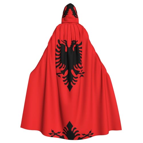 Umhang mit Kapuze für Erwachsene mit albanischer Flagge, für Damen und Herren, Halloween-Kostüm, Maskerade, Cosplay, Kostüm, Weihnachten, Party, Robe von WapNo