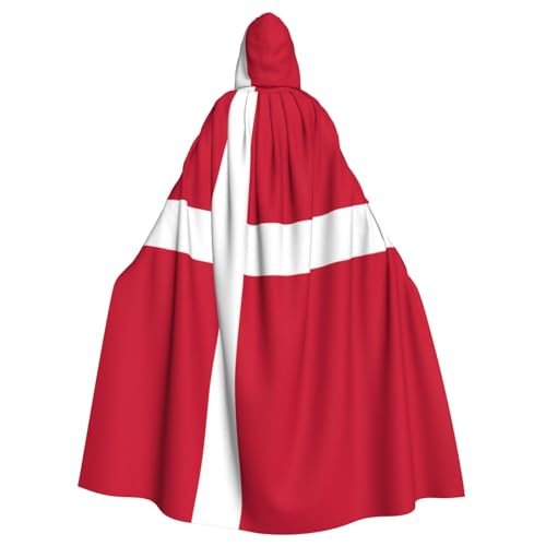 Umhang mit dänischer Flagge für Erwachsene, mit Kapuze, für Damen und Herren, Halloween-Kostüm, Maskerade, Cosplay, Kostüm, Weihnachten, Party, Robe von WapNo
