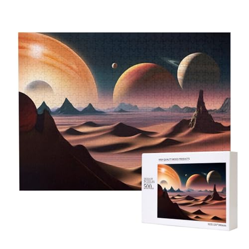 Unbekannt Planet Puzzles für Erwachsene, 500 Teile, Holzpuzzle für Familie, Freunde, Heimdekoration, Wandkunst, 20,4 x 38,1 cm von WapNo