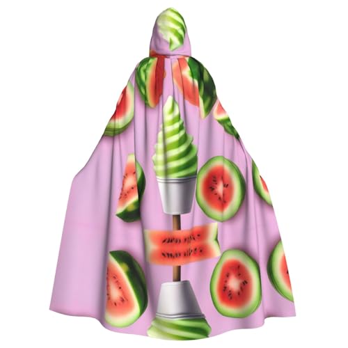 Wassermelonen-Eiscreme-Umhang mit Kapuze, für Damen und Herren, Halloween-Kostüm, Maskerade, Cosplay, Kostüm, Weihnachten, Party, Robe von WapNo