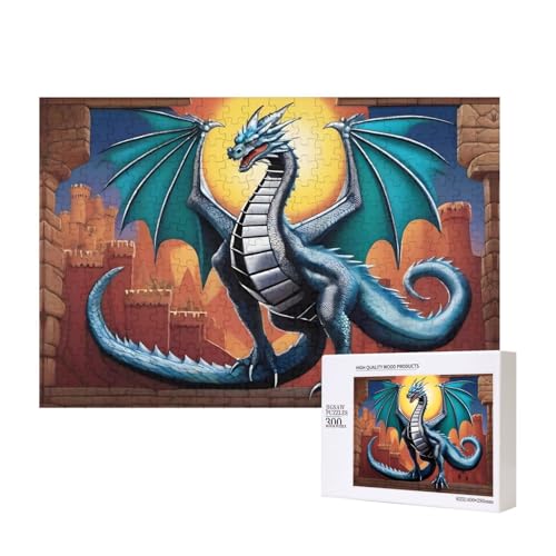 Western Dragon Puzzles für Erwachsene, 300 Teile, Holzpuzzle für Familie, Freunde, Heimdekoration, Wandkunst, 15,7 x 27,9 cm von WapNo