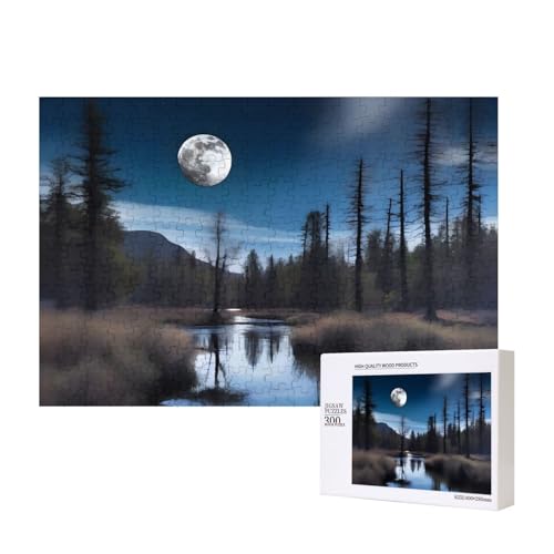 Wild Moon Puzzles für Erwachsene, 300 Teile, Holzpuzzle für Familie, Freunde, Heimdekoration, Wandkunst, 15,7 x 27,9 cm von WapNo