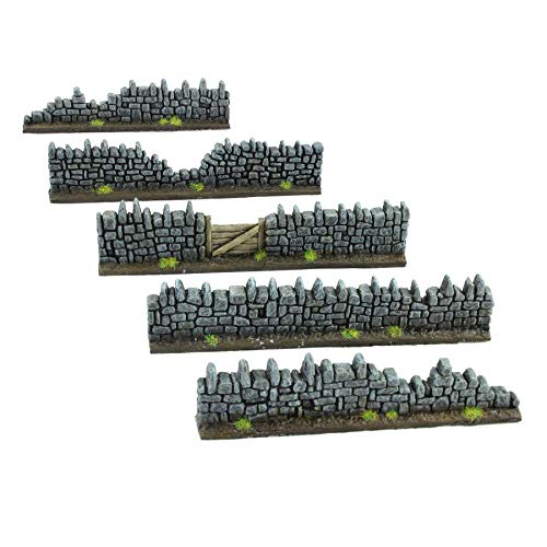 War World Gaming Beschädigte Fantasie-Mauern (Set von 10) - 25mm - 32mm Tabletop Spiele Gelände Modellbau Terrain Geländebau Wand Landschaftsbau Modell Diorama Miniatur Zubehör von War World Gaming