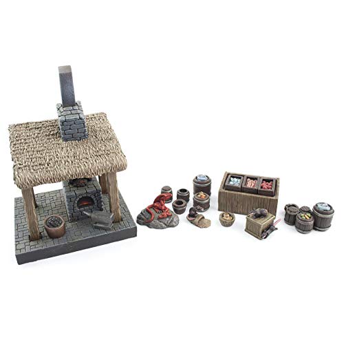 War World Gaming Fantasy Village Schmiede und Marktständen Set - 28mm Fantasie Tabletop Gelände Modell Diorama Modellbau Landschaft Gebäude Wargaming Geländebau Haus Mittelälter War World Gaming Fantasy Village Schmiede und Marktständen Set - 28mm Fantasie Tabletop Gelände Modell Diorama Modellbau Landschaft Gebäude Wargaming Geländebau Haus Mittelälter von War World Gaming