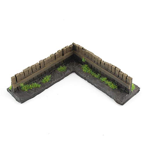 War World Gaming | Holz Eck-Zaun | Bemalt & Beflockt x 2 | 20-28 mm Tabletop Gelände Modellbau Landschaftsbau Modellbahn von War World Gaming