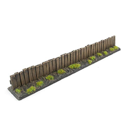 War World Gaming | Holz-Zaun | Bemalt & Beflockt x 6 | 20-28 mm Tabletop Gelände Modellbau Landschaftsbau Modellbahn von War World Gaming